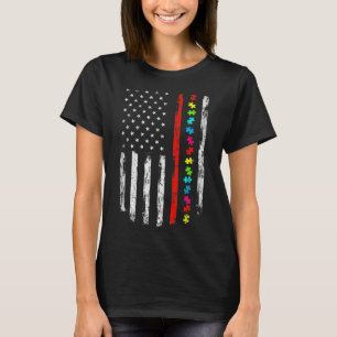 Autismus Aufklärung 4. Juli Thin Red Line Feuerweh T-Shirt