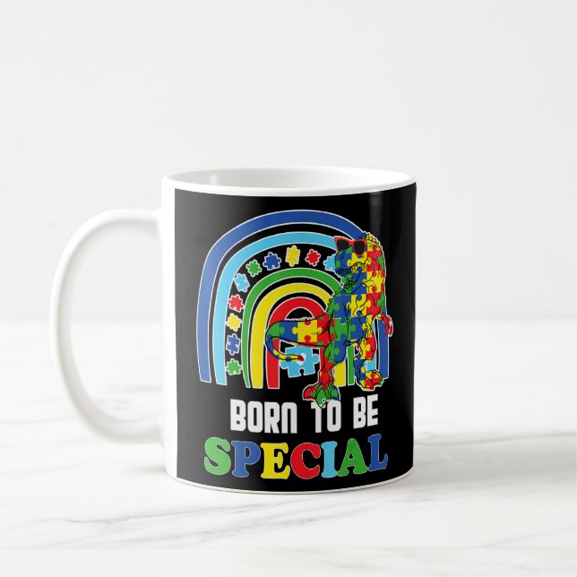 Autismus Aufklärungsmonat Dinosaur Geborenes Speci Kaffeetasse (Links)