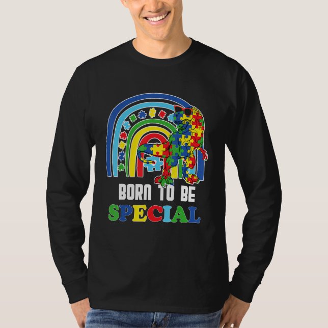 Autismus Aufklärungsmonat Dinosaur Geborenes Speci T-Shirt (Vorderseite)