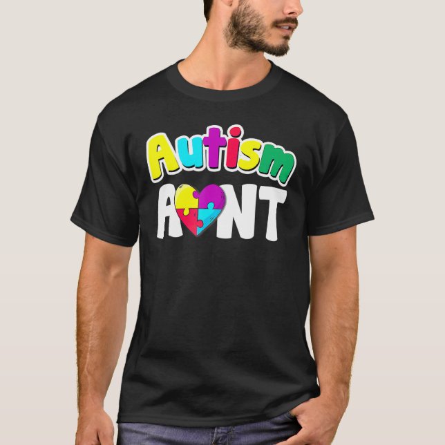 Autismus Aun Awareness Puzzle Pieces Farben T-Shirt (Vorderseite)