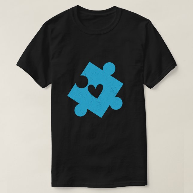Autismus Awareness Blue Puzzle Piece Pocket T-Shirt (Design vorne)