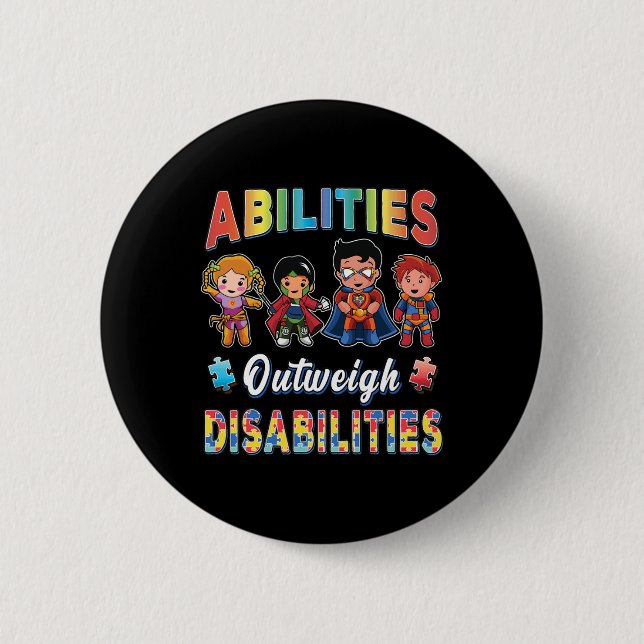 Autismus Awareness Boy Abilities überwiegen Behind Button (Vorderseite)