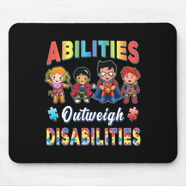 Autismus Awareness Boy Abilities überwiegen Behind Mousepad (Vorne)