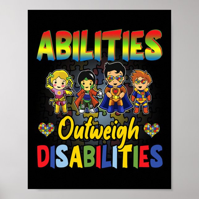 Autismus Awareness Boy Abilities überwiegen Behind Poster (Vorne)