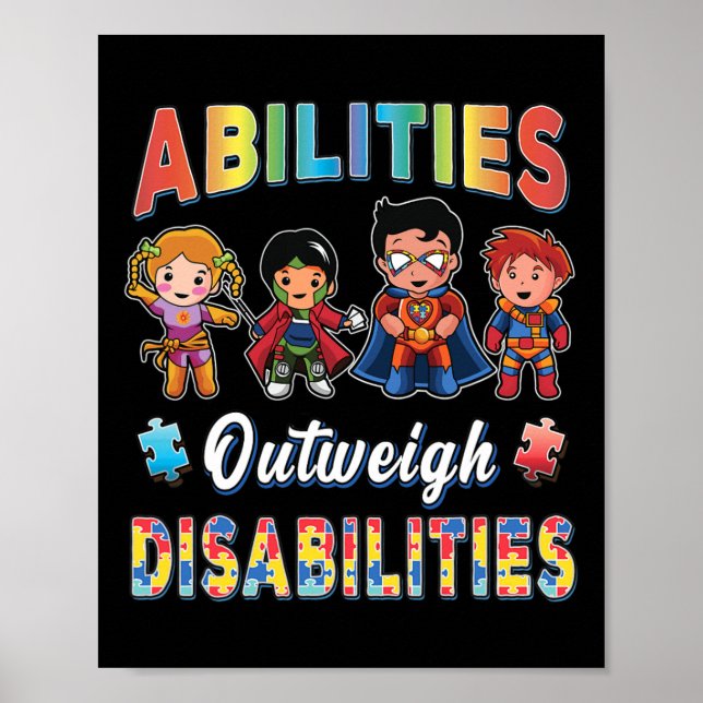 Autismus Awareness Boy Abilities überwiegen Behind Poster (Vorne)
