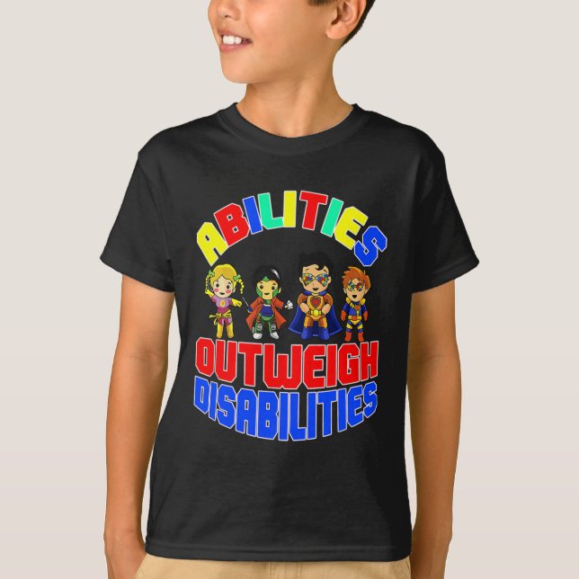 Autismus Awareness Boy Abilities überwiegen Behind T-Shirt (Vorderseite)