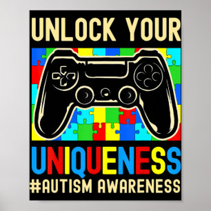 Autismus Awareness Boys Girls Video Game Controlle Poster