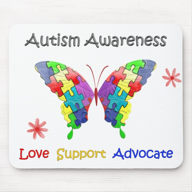 Autismus Awareness Butterfly Mousepad (Vorne)