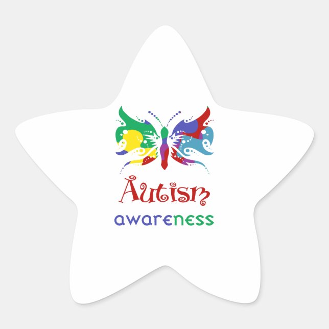 Autismus Awareness Butterfly Stern-Aufkleber (Vorderseite)