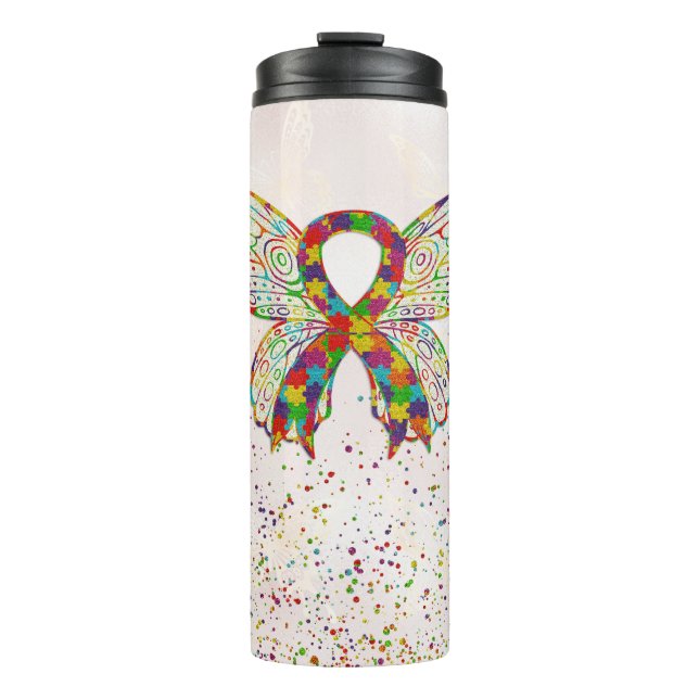 Autismus Awareness Butterfly Thermosbecher (Vorderseite)