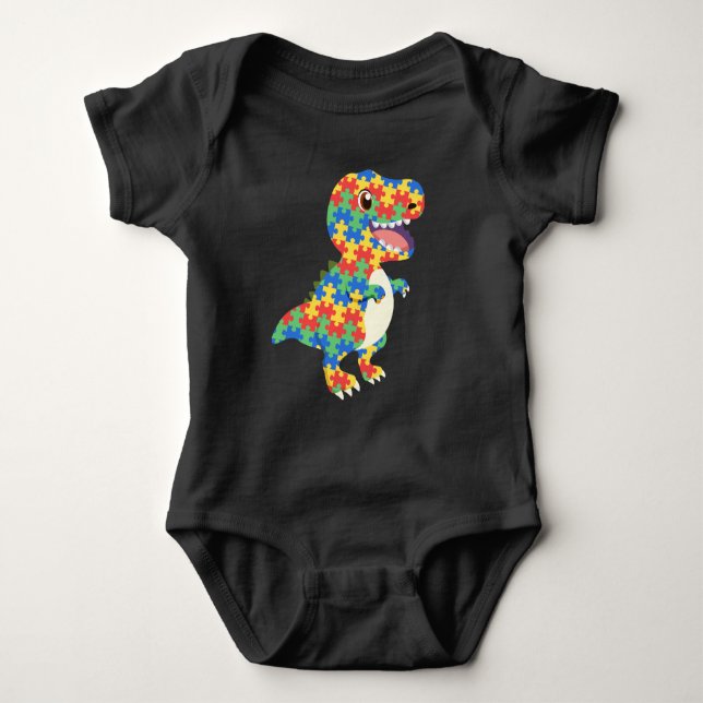 Autismus Awareness Dinosaurier Baby Strampler (Vorderseite)