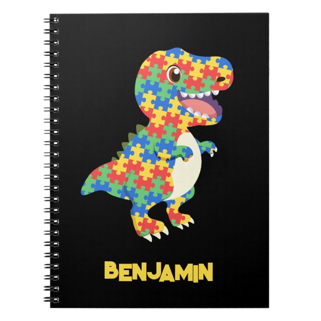Autismus Awareness Dinosaurier Notizblock (Vorderseite)