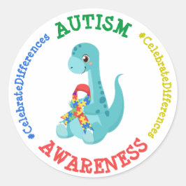 Autismus Awareness Dinosaurier Runder Aufkleber