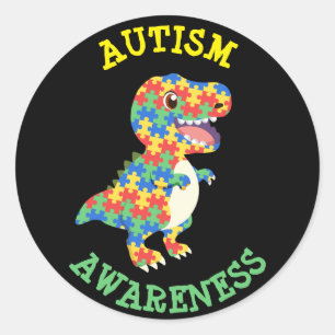 Autismus Awareness Dinosaurier Runder Aufkleber