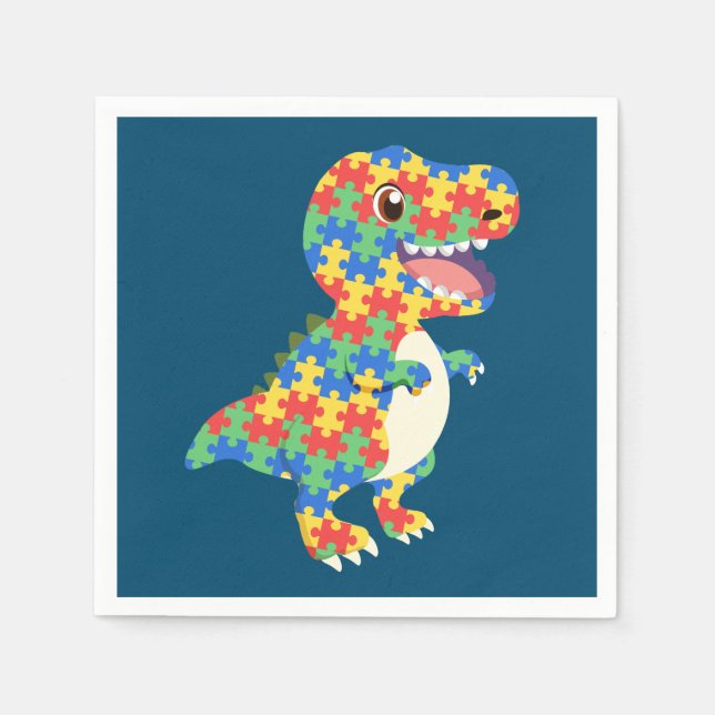 Autismus Awareness Dinosaurier Serviette (Vorderseite)