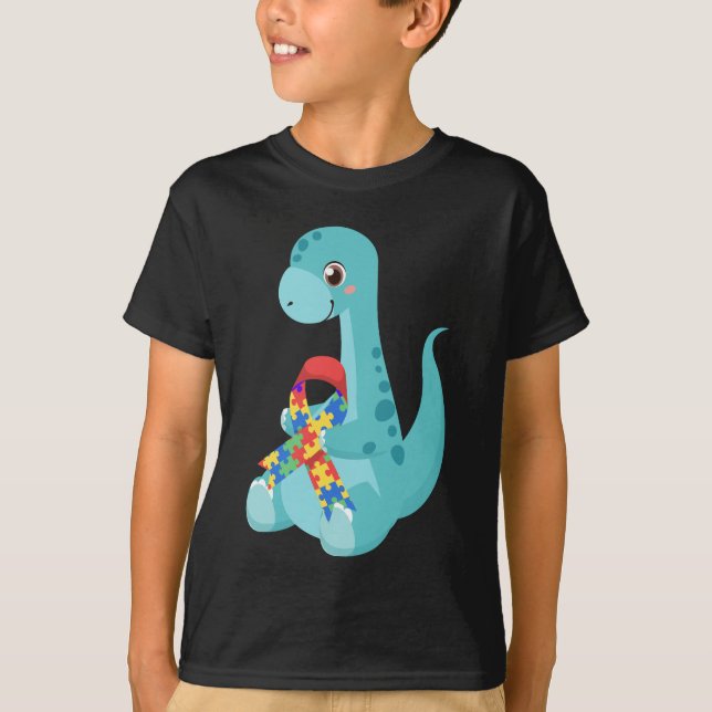 Autismus Awareness Dinosaurier T-Shirt (Vorderseite)