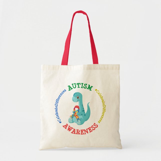 Autismus Awareness Dinosaurier Tragetasche (Vorne)
