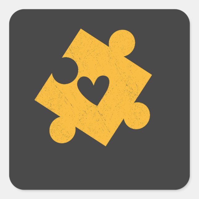 Autismus Awareness gelbes Puzzle Piece Pocket Quadratischer Aufkleber (Vorderseite)