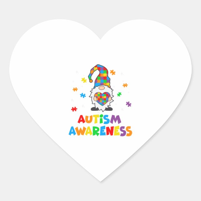 Autismus Awareness Gnomes Herz Herz-Aufkleber (Vorderseite)