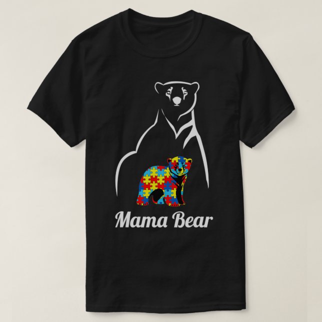 Autismus Awareness Mama Bear Mama T-Shirt (Design vorne)