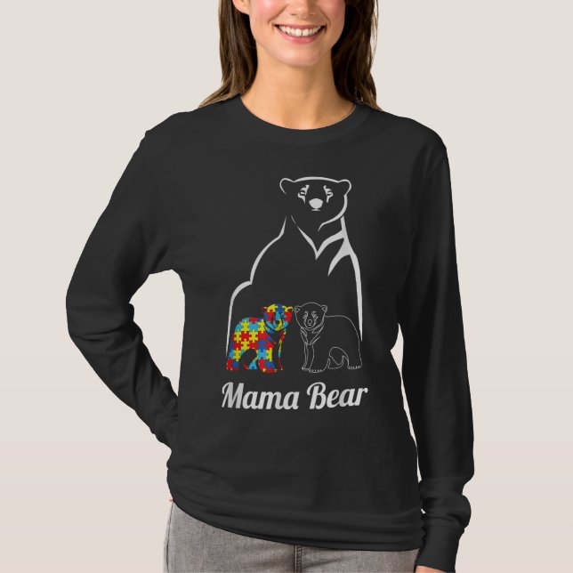 Autismus Awareness Mama Bear Mama T-Shirt (Vorderseite)