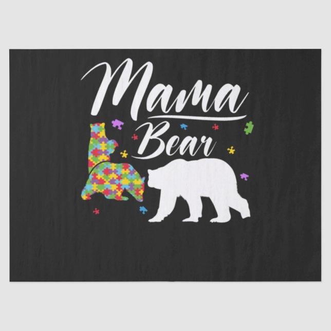 Autismus Awareness Mama Bear Seidenpapier (Vorderseite)