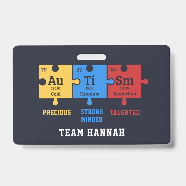Autismus Awareness Puzzles Team Name ID Ausweis (Vorderseite)