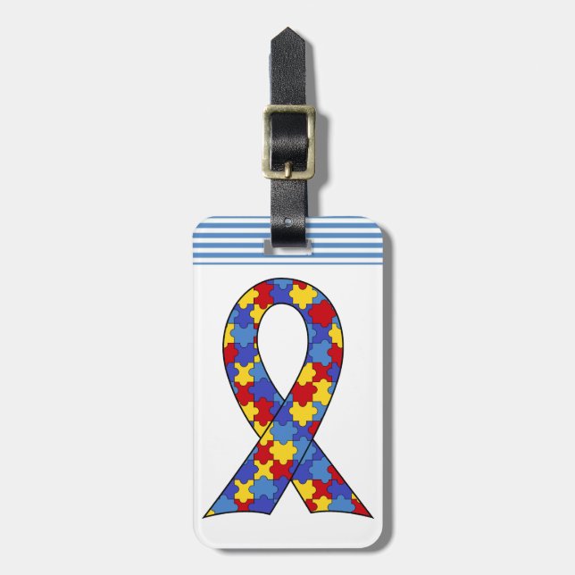 Autismus Awareness Ribbon Gepäckanhänger (Vorderseite vertikal)