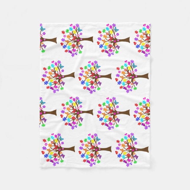 Autismus Awareness Tree Fleecedecke (Vorderseite)