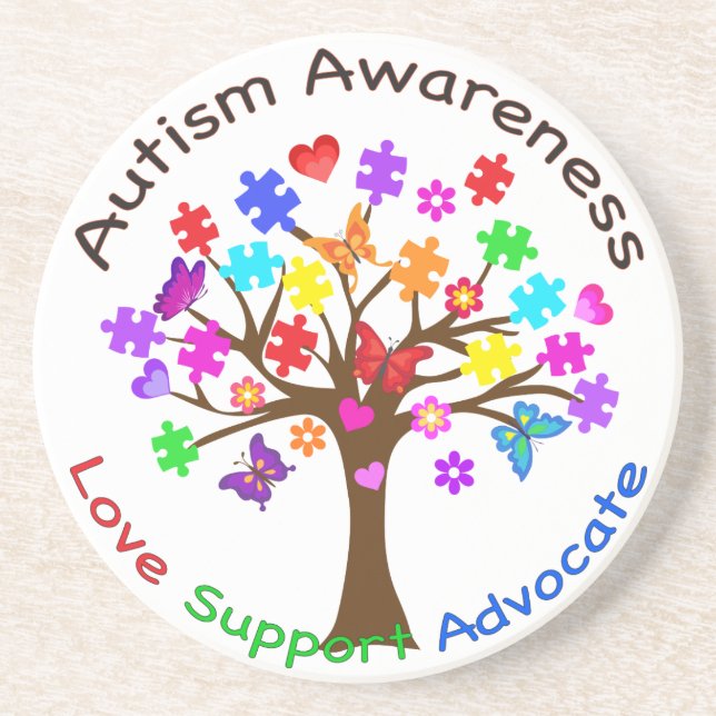 Autismus Awareness Tree Getränkeuntersetzer (Vorne)