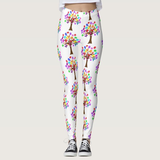 Autismus Awareness Tree Leggings (Vorderseite)