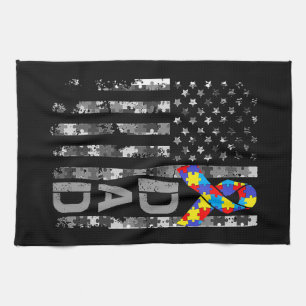 Autismus Awareness Vater USA Flag Tag Geschirrtuch