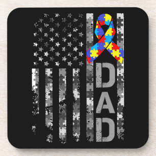 Autismus Awareness Vater USA Flag Tag Getränkeuntersetzer