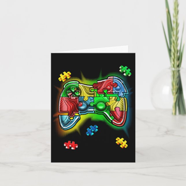 Autismus Awareness Video Game Controller Puzzle Pi Karte (Vorderseite)
