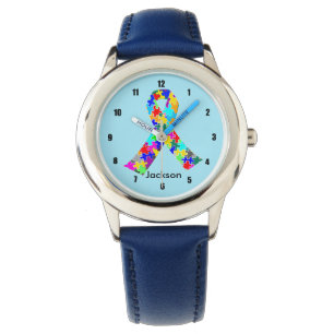 Autismus-Band-blaue kundenspezifische Kinder Armbanduhr