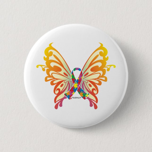 Autismus-Band-Schmetterling Button (Vorderseite)