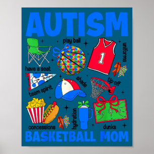 Autismus Basketball-Mutter Mama Autismus-Bewusstse Poster