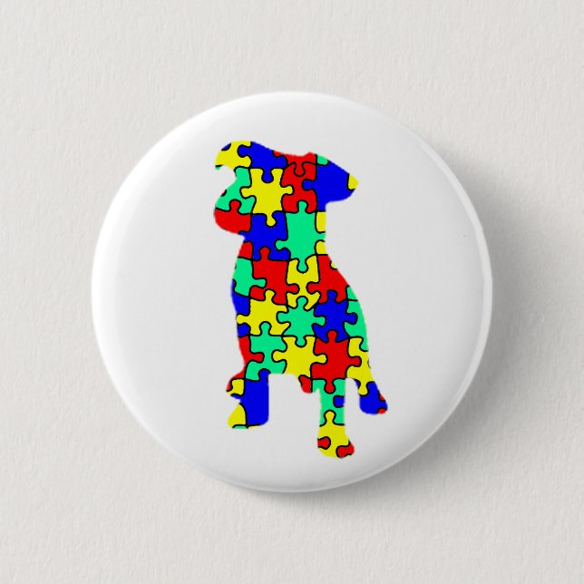 Autismus-Begleiter-Hundeknopf Button (Vorderseite)