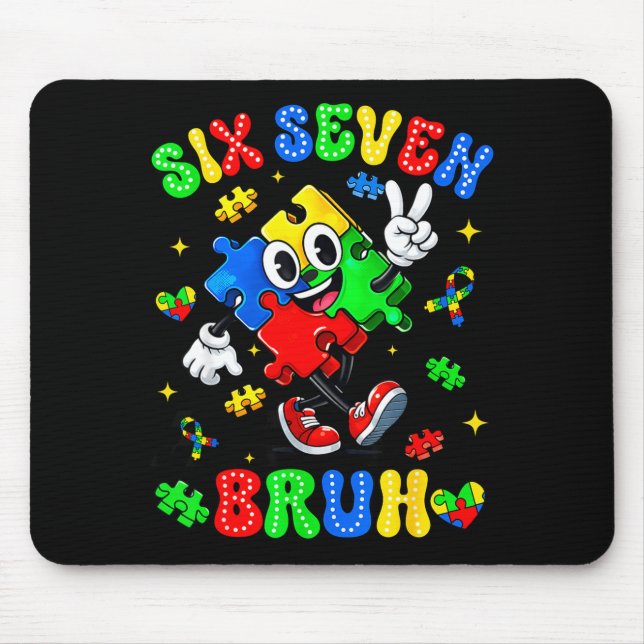 Autismus-Bewusstsein 67 sechs sieben Alter Puzzle  Mousepad (Vorne)