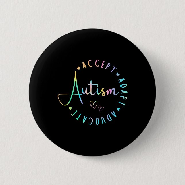 Autismus Bewusstsein Akzeptanz Adaption Advocate v Button (Vorderseite)