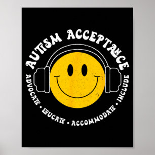Autismus-Bewusstsein Akzeptanz Lächeln Gesicht Lus Poster