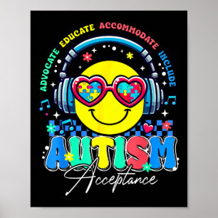 Autismus Bewusstsein Akzeptanz Lächeln Gesicht Spe Poster
