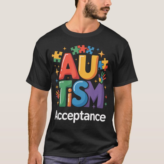 Autismus-Bewusstsein-Akzeptanz-Puzzles T-Shirt (Vorderseite)