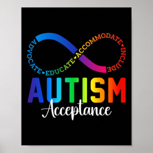 Autismus Bewusstsein Akzeptanz Unendlichkeit Symbo Poster