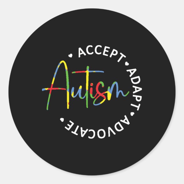 Autismus Bewusstsein Akzeptieren Advocate Runder Aufkleber (Vorderseite)