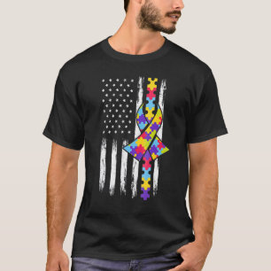 Autismus-Bewusstsein Amerikanische Flagge Autismus T-Shirt