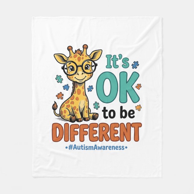 Autismus-Bewusstsein Anders Giraffe Vintage-Shirt_ Fleecedecke (Vorderseite)