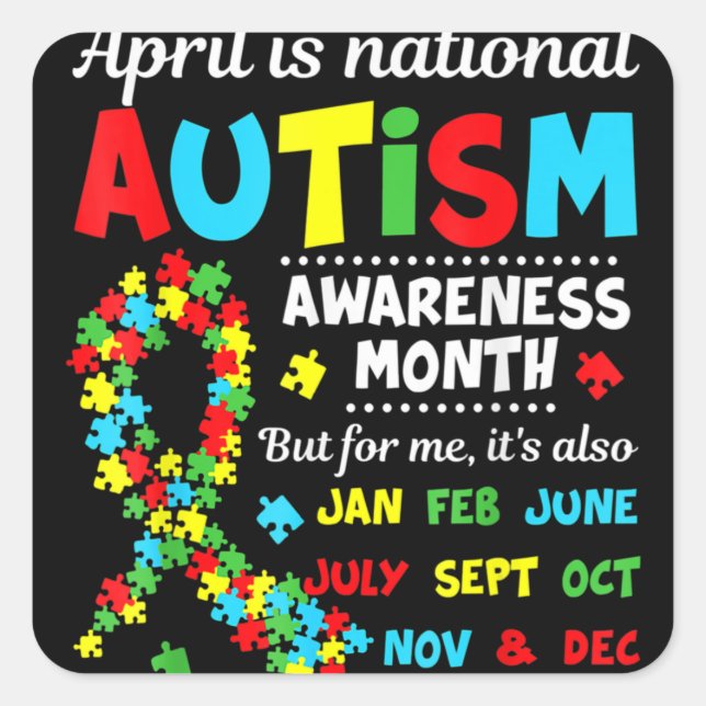 Autismus Bewusstsein - April ist nationale Autismu Quadratischer Aufkleber (Vorderseite)