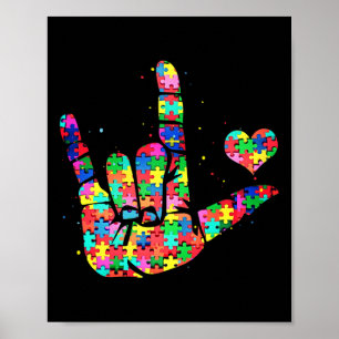 Autismus-Bewusstsein Asl Liebe Gebärdensprache Puz Poster