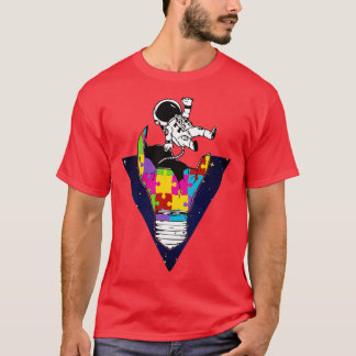 Autismus Bewusstsein Astronaut Puzzle Autistic Coo T-Shirt